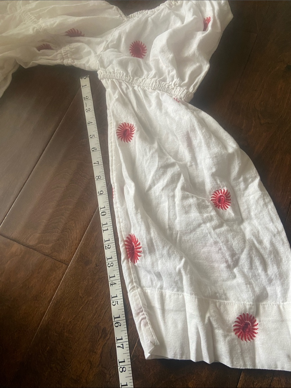 NWOT Free People Emory Embroidered Midi Dress Ivory Combo Sz L Long Sleeve - Picture 9 of 9